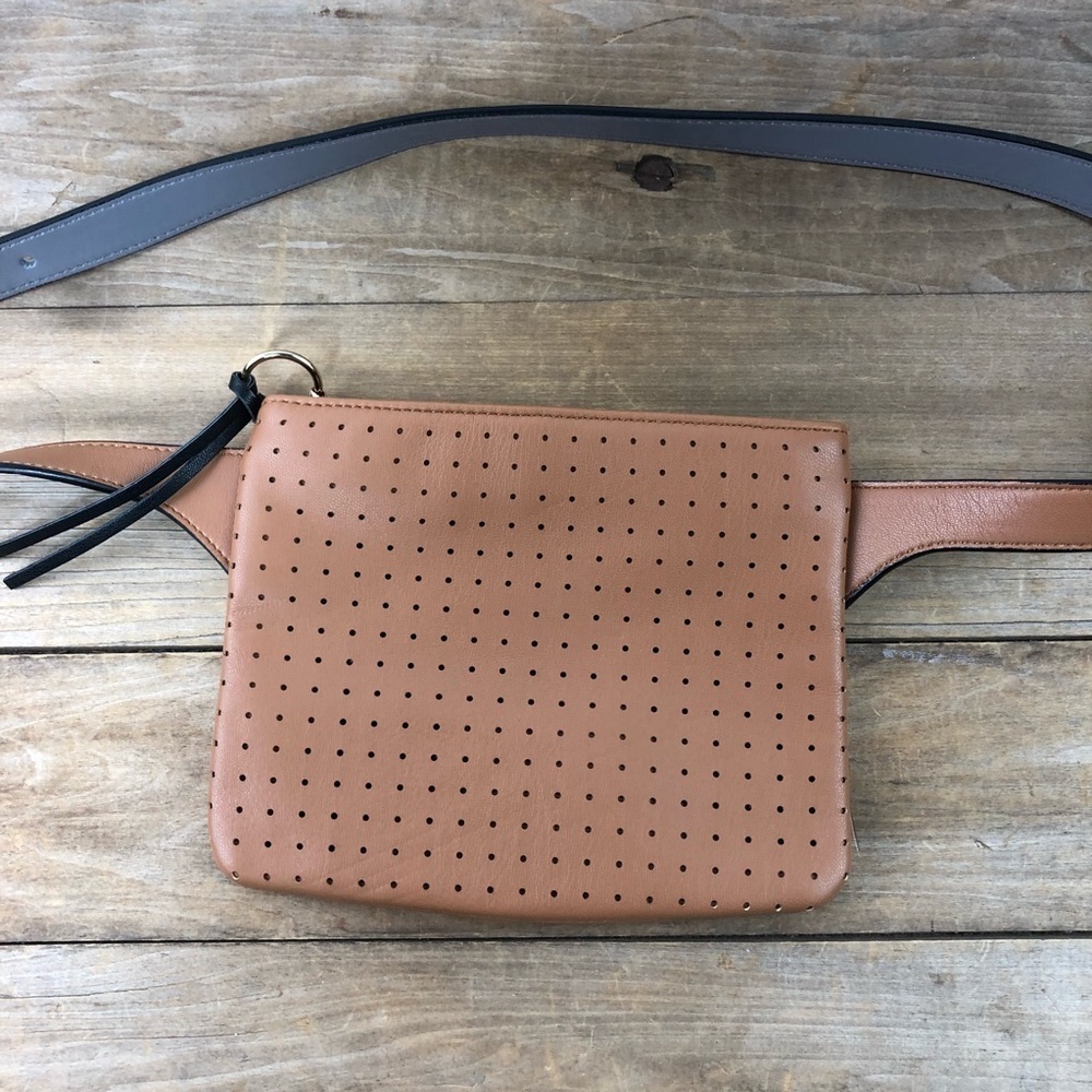 Light brown punch hole belt bag